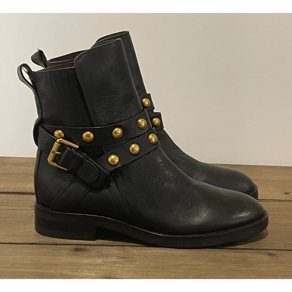 See By Chloe Women's Janis Studded Ankle Boots Size 35, 4.5 US Black Leather